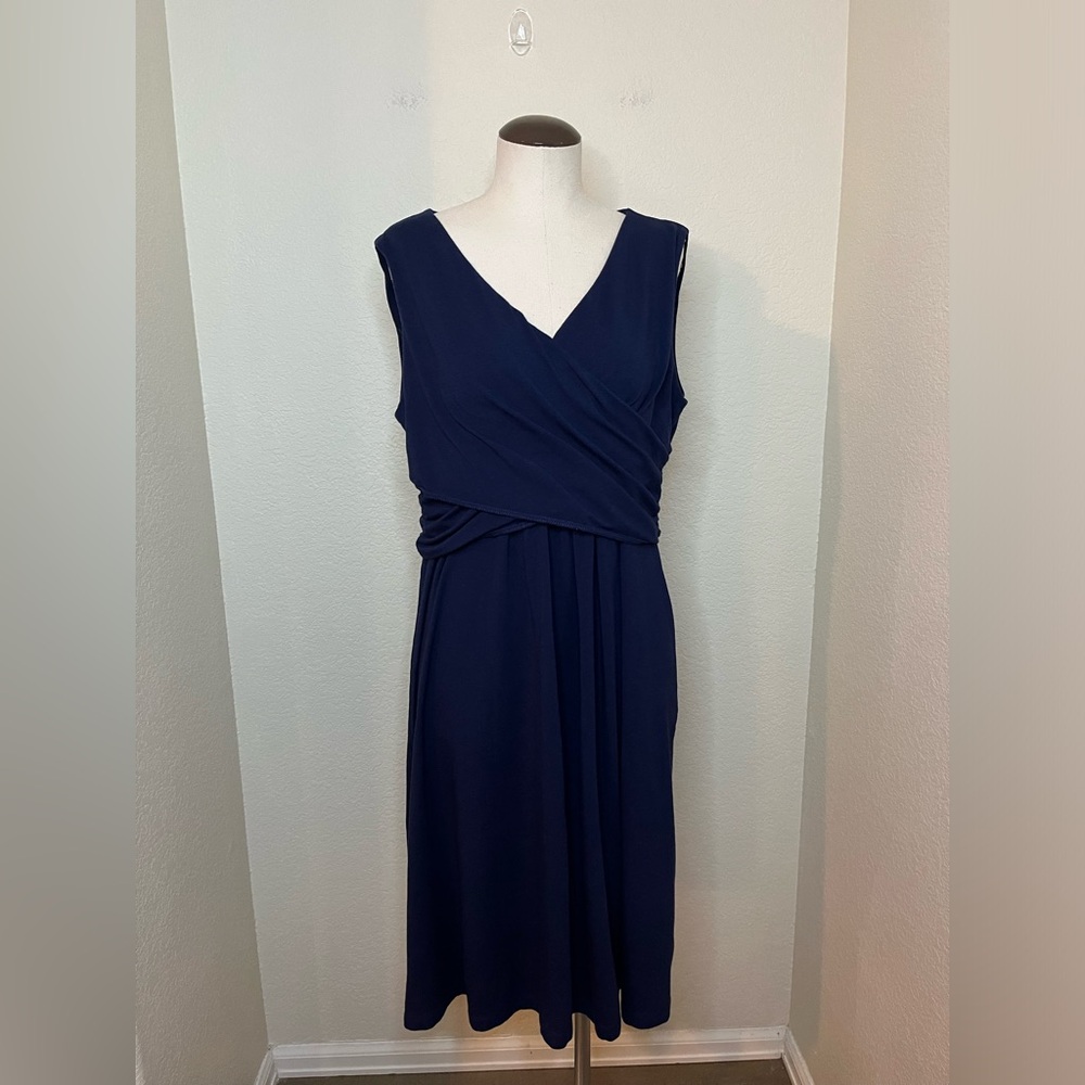 Land’s End Pima cotton modal blend sleeveless wrap dress size Large navy